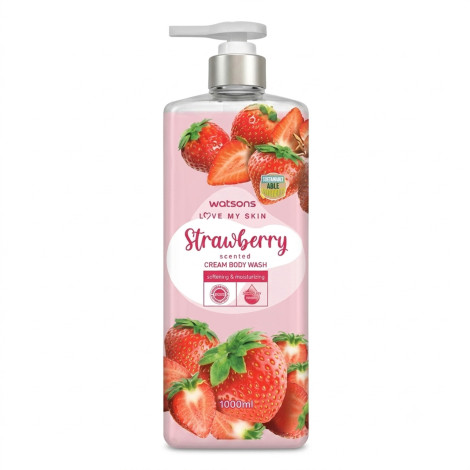 Watsons Love My Skin Strawberry Scented Cream Body Wash 1000ml (Malaysia)