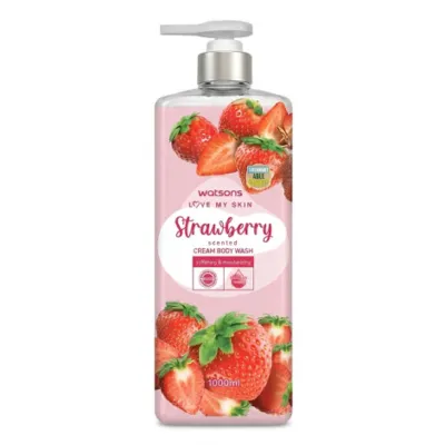 Watsons Love My Skin Strawberry Scented Cream Body Wash 1000ml (Malaysia)