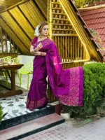 Women's Dhupian Silk Saree with 1 Yard Blouse Piece