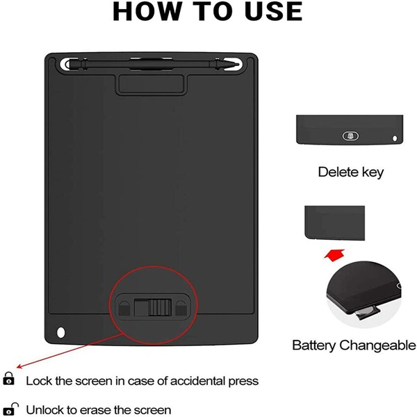 12" LCD Writing Digital Tablet Drawing Pad, Erasable