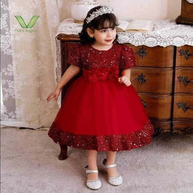 Girls' AC Net Pori Dress with Sequin Work, Ages 1 to 8