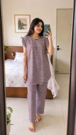 Cotton T-Shirt and Pant Set, Free Size, 6 Colour Choices