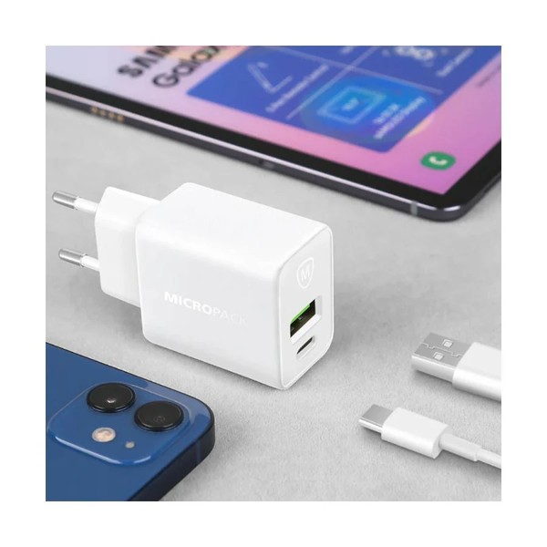 Micropack MWC-233 PD 33W USB & USB-C White Charger