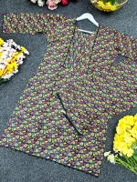 Women's Printed Cotton Two Piece with Lace Trim Salwar, M and XL