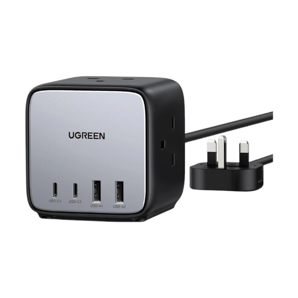 Ugreen CD268 Dual USB-C & Tri AC Outlet Metallic Desktop Charging Station (3 Pin, UK)