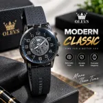 Olevs Men's Skeleton Dial Wrist Watch