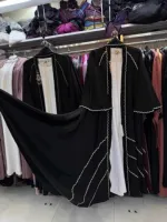 Lace Abaya Three-Piece Set, Inner, Koti and Hijab