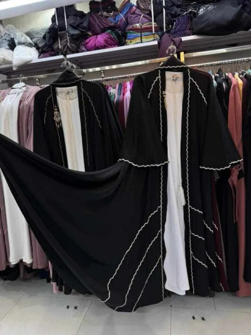 Lace Abaya Three-Piece Set, Inner, Koti and Hijab