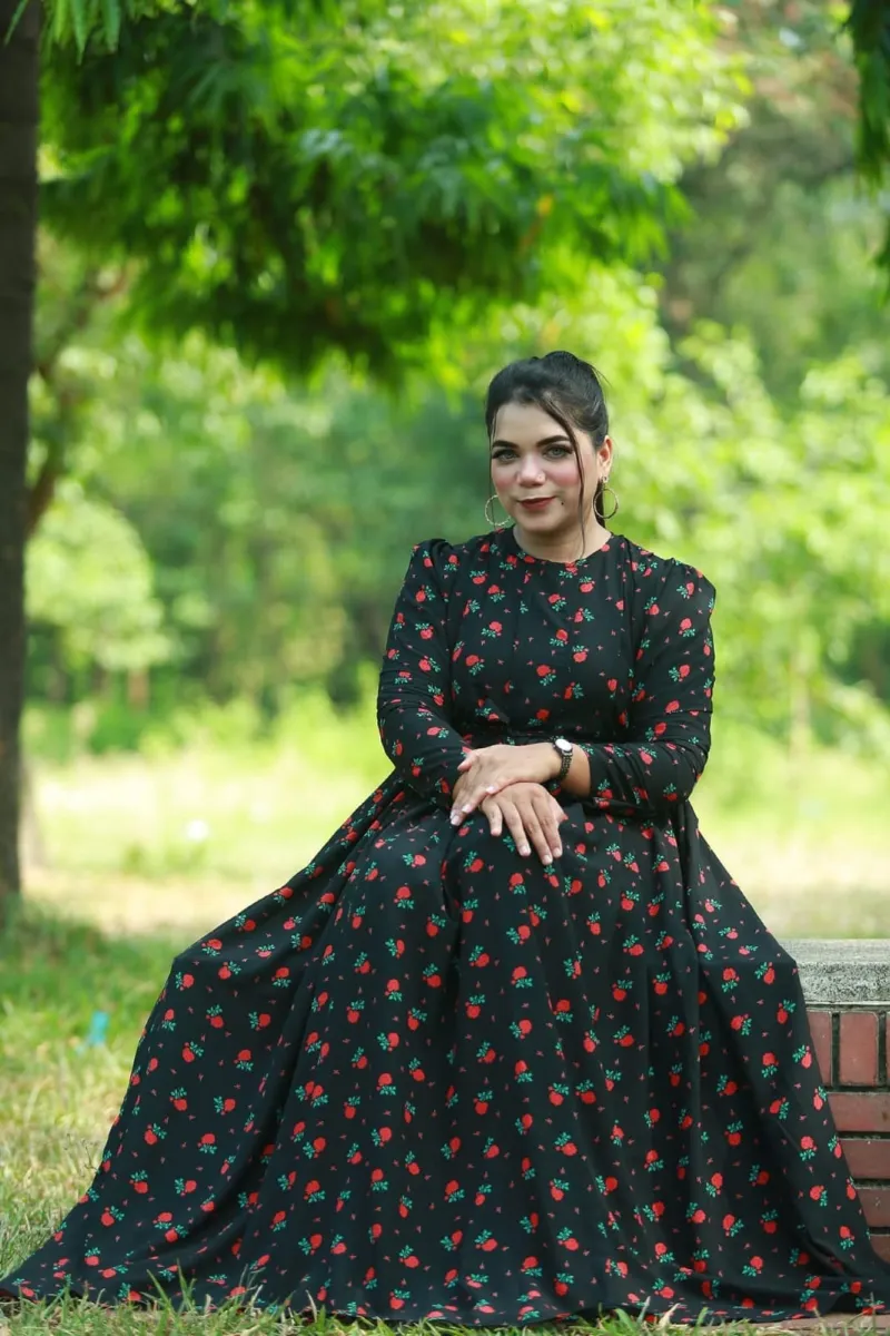 Fully Stitched Printed Pori Gown for Women, Free Size up to 44