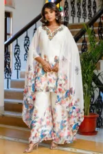 Georgette Western Three Piece with Print and Embroidery