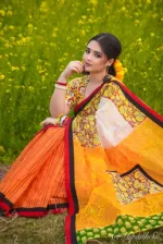 Soft Silk Digital Print Eid Saree with Tasselled Anchal