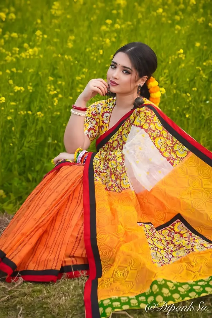 Soft Silk Digital Print Eid Saree with Tasselled Anchal