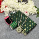 Premium Half Silk Jamdani Saree Combo Set - Green