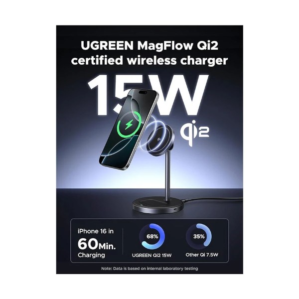 Ugreen W710 15W Grey Qi2 2-in-1 Magnetic Wireless Charger