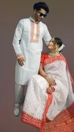 Dhupian and Half Silk Saree with Panjabi Couple Set, 6 Colours