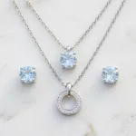 Necklace With Matching Radiant Crystal Stud Earrings.