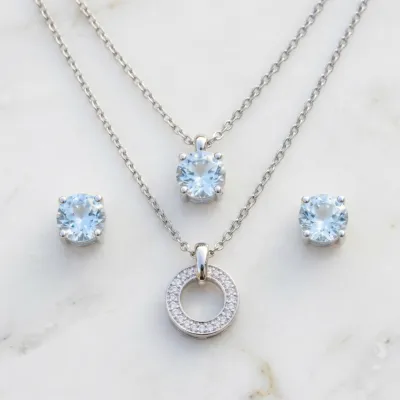 Necklace With Matching Radiant Crystal Stud Earrings.