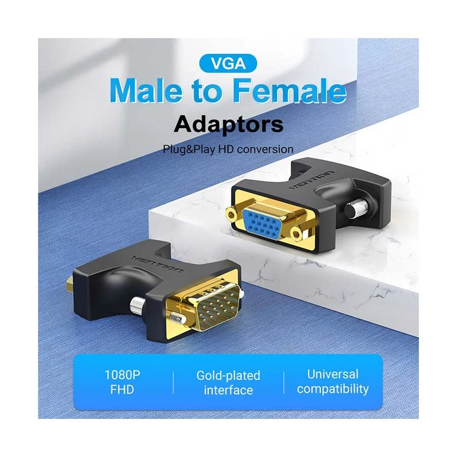 Vention DDFB0 VGA Male to Female Black Converter