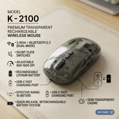K-2100 Transparent Rechargeable Wireless Mouse