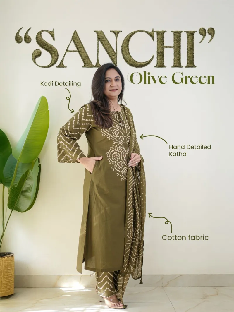 Soft Cotton Chunri Print Three Piece with Glass Work, 6 Colours