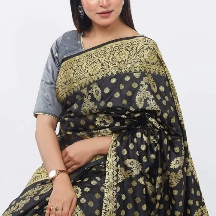 Full Body Zari Work Katan Silk Saree in 6 Colours