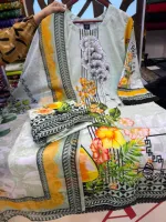 Readymade Digital Print Three Piece with Lace Work, 5 Colours