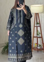 Women's Readymade Cotton Three Piece with Skin Print and Lace