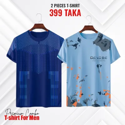 2 pis Combo Half Sleeve Mesh T-shirt For Men