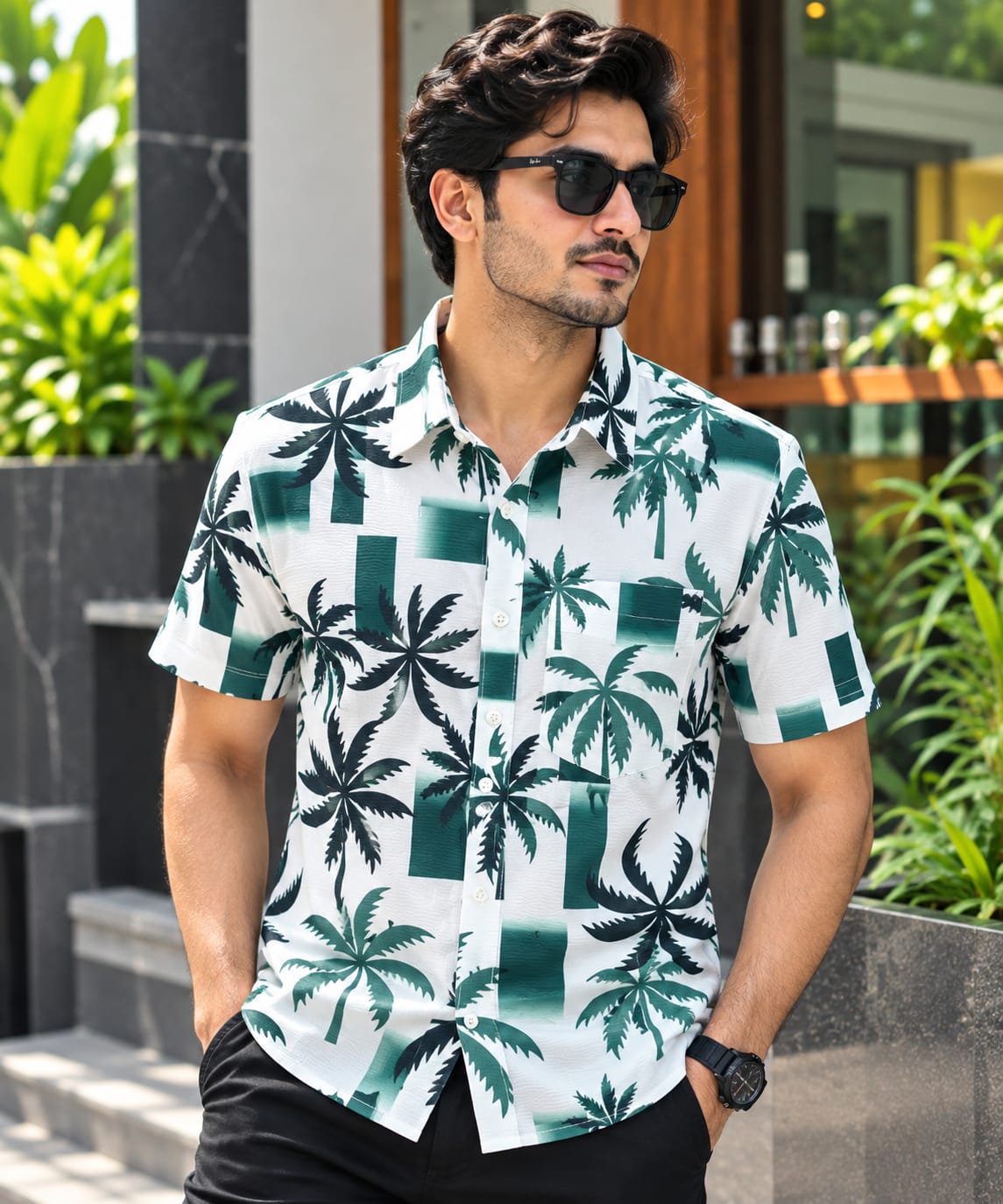 Men's Printed Half Sleeve Cotton Shirt, Sizes M to XXL