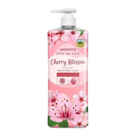 Watsons Cherry Blossom Cream Body Wash 1000ml (Malaysia)
