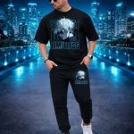 Men's Pure Cotton Drop Shoulder Tee and Suit Fabric Trouser Set