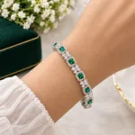Royal Emerald Green American Diamond-Cut Kada Bangle Set (2 Pieces)