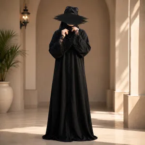 Premium Dubai Cherry Fabric: Elegant Lace Abaya Borka