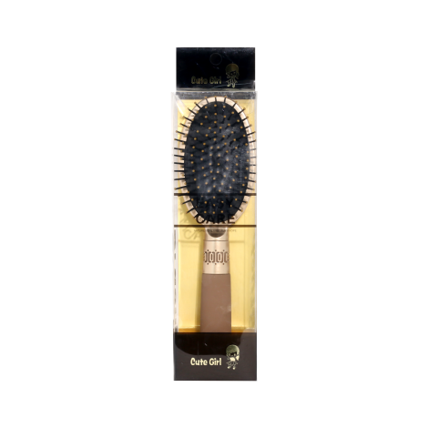 Cute Girl Paddle Hair Brush - Golden (China)
