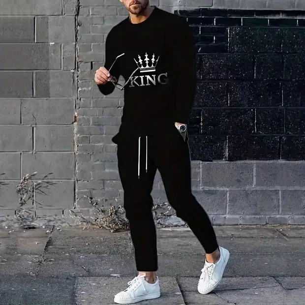 Men's Full Sleeve T-Shirt and Trouser Summer Set, Thin 150 GSM