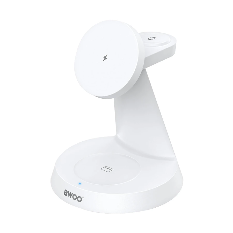 Bwoo BO-WL23 15W 3 in 1 MagSafe Qi Wireless Charger, White