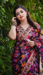 Silk Digital Print Saree with Stone Work and Afsan Lace Hem