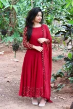 Semi-Stitched Soft Georgette Four Piece with Embroidery, 2 Colours