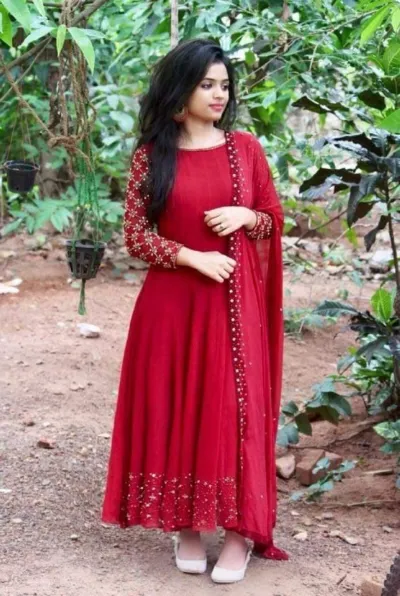 Semi-Stitched Soft Georgette Four Piece with Embroidery, 2 Colours
