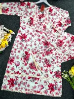 Women's Printed Cotton Two Piece with Lace Trim Salwar, M and XL