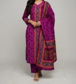 Unstitched Block Print Three Piece in Cotton Voile, 6 Colours