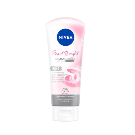 Nivea Pearl Bright 5 in 1 Micro Bubbles Deep Clean Clay Foam 100ml (Thailand)