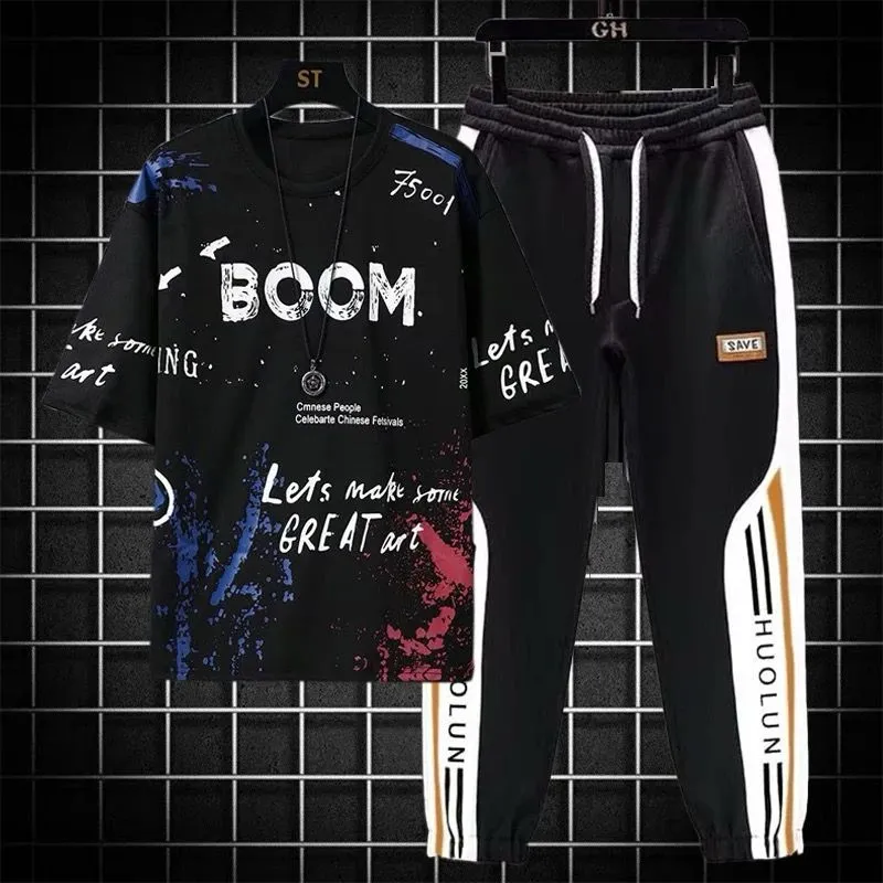 Men's Oversized Drop Shoulder Mesh T-Shirt and Trouser Set