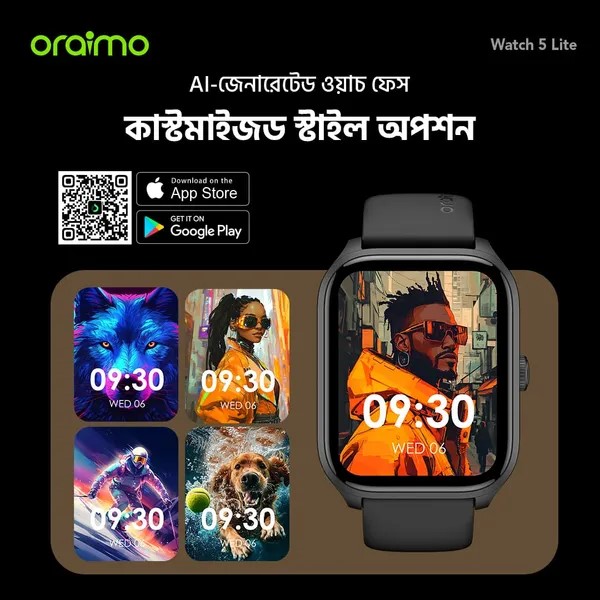 oraimo Watch 5 Lite 2.01″ HD IP68 Smart Watch
