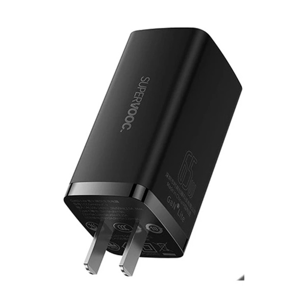 Baseus CCGL010001 GaN2 lite SUPER VOOC USB & USB-C 65W CN Black Charger