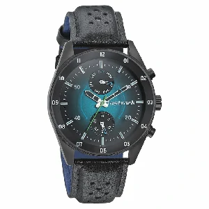 Fastrack NP3201NL01 Space Rover Quartz Multifunction Blue Dial Leather Strap Watch