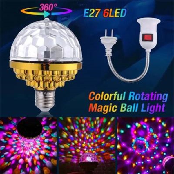 mposei Colorful Rotating Magic Ball Light, Party Lights Disco Ball, Mirror Disco Ball Shape Bulb, Magic Rotating Ball Light Bulb with Sockets for Home