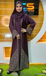 Cherry Fabric Koti Borka Full Set with Stone Work and Hijab