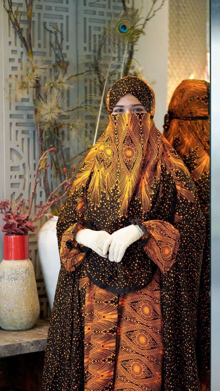Free Size Linen Khimar Set with Niqab and Palazzo Pants