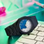Aura watch 2025 New Arabic Aura Watch Silver  Dial @ navy bule Modern Creative Design  (Blue )